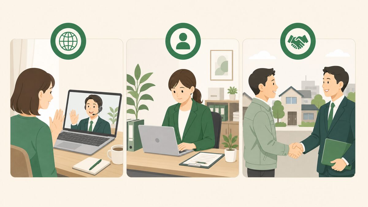 オンライン依頼、派遣常駐、地域の専門家に依頼する3タイプの事務代行